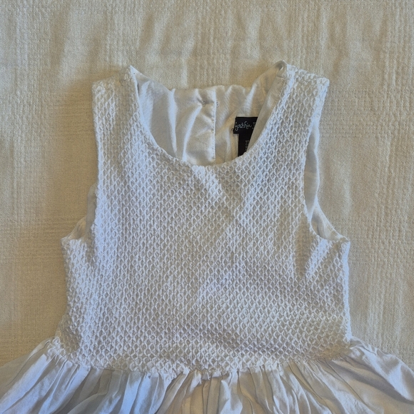 Cynthia Rowley girls size 7 white dress with blue embroidery & lace trim VGUC - Picture 4 of 8